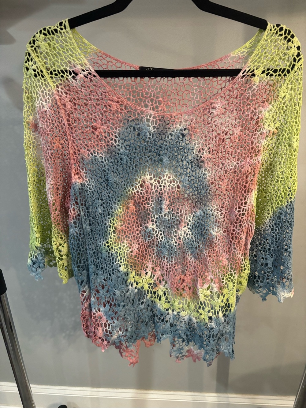 Boho Tie-Dye Crochet Knit Women’s Top - Multicolor